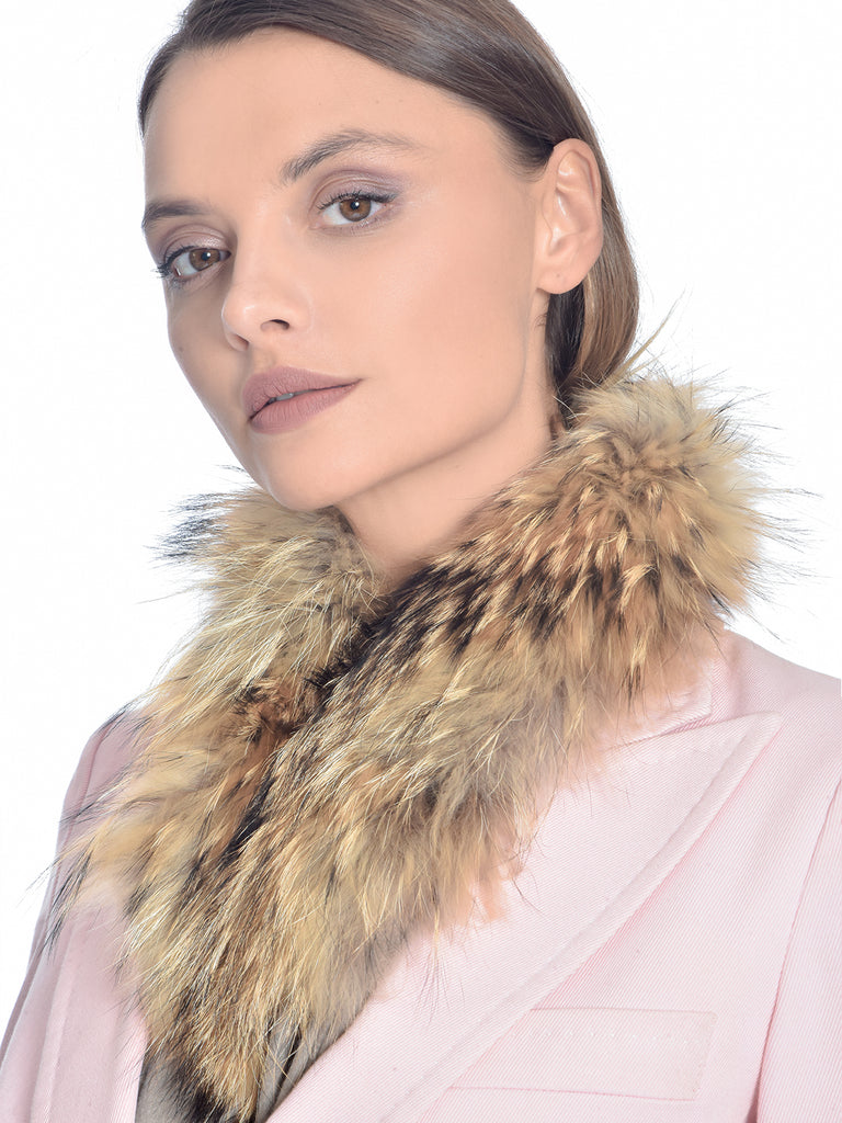 Brown Raccoon Fur Scarf, CHIZELLE - elilhaam.com
