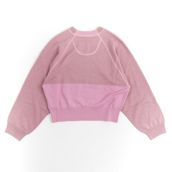 Pink Colour Block Logo Embroidered Cropped Jumper