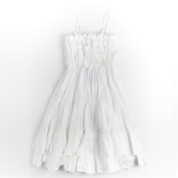 White Ruffled Detail Dress