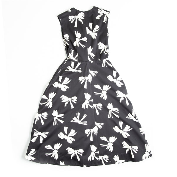 Black Bow Printed Short Dress