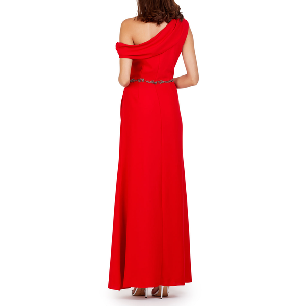 فستان أحمر بكتف واحد