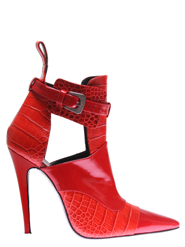 Red Leather Ankle Boot, GUY LAROCHE - elilhaam.com
