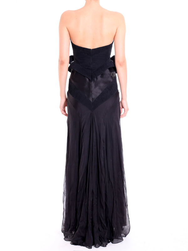 Black Plisse strapless with Peplum waist