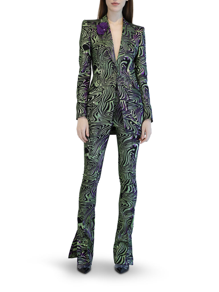 Neon Green Single BreastedAnimalier Blazer