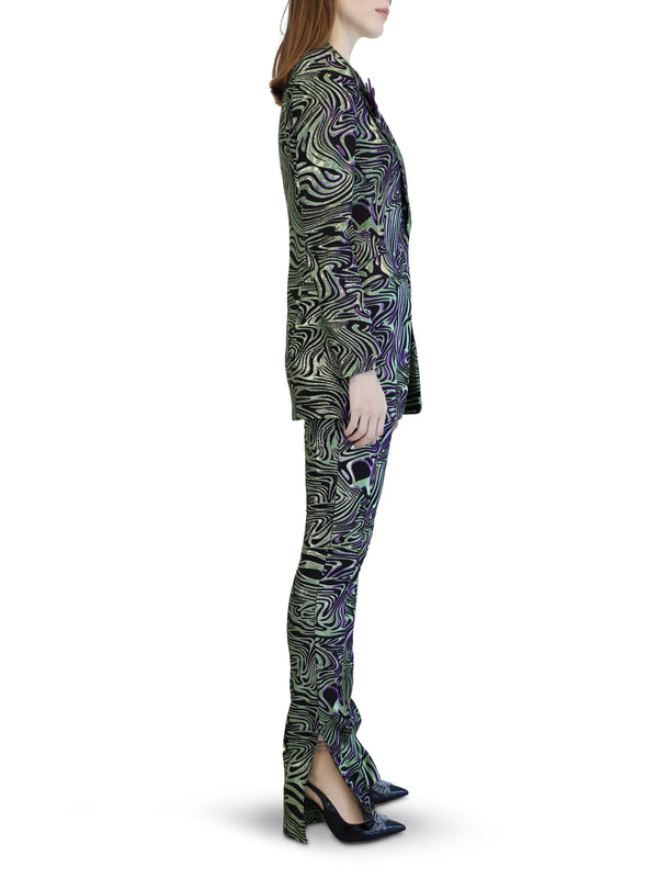 Neon Green Lurex Animalier Pants