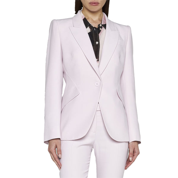 Pink Peak-lapel Single-breasted Blazer
