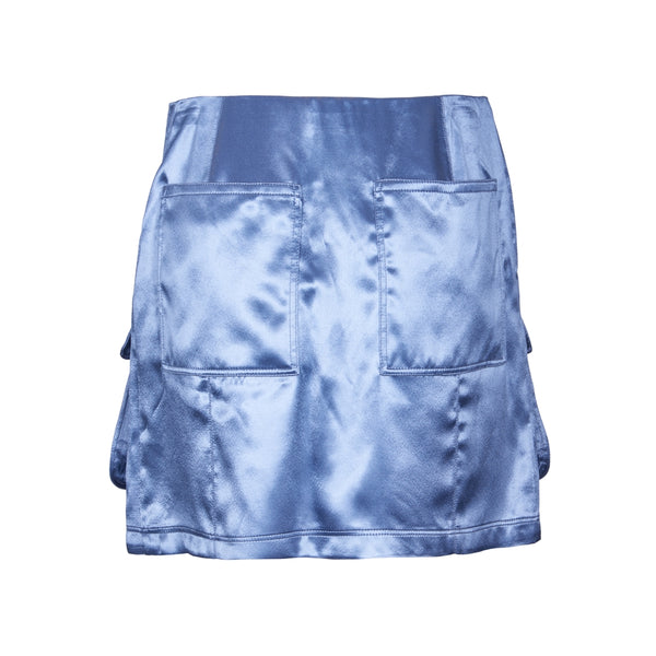 Light Blue Satin Mini Skirt