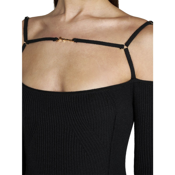 Black Sierra Ribbed-knit Dress