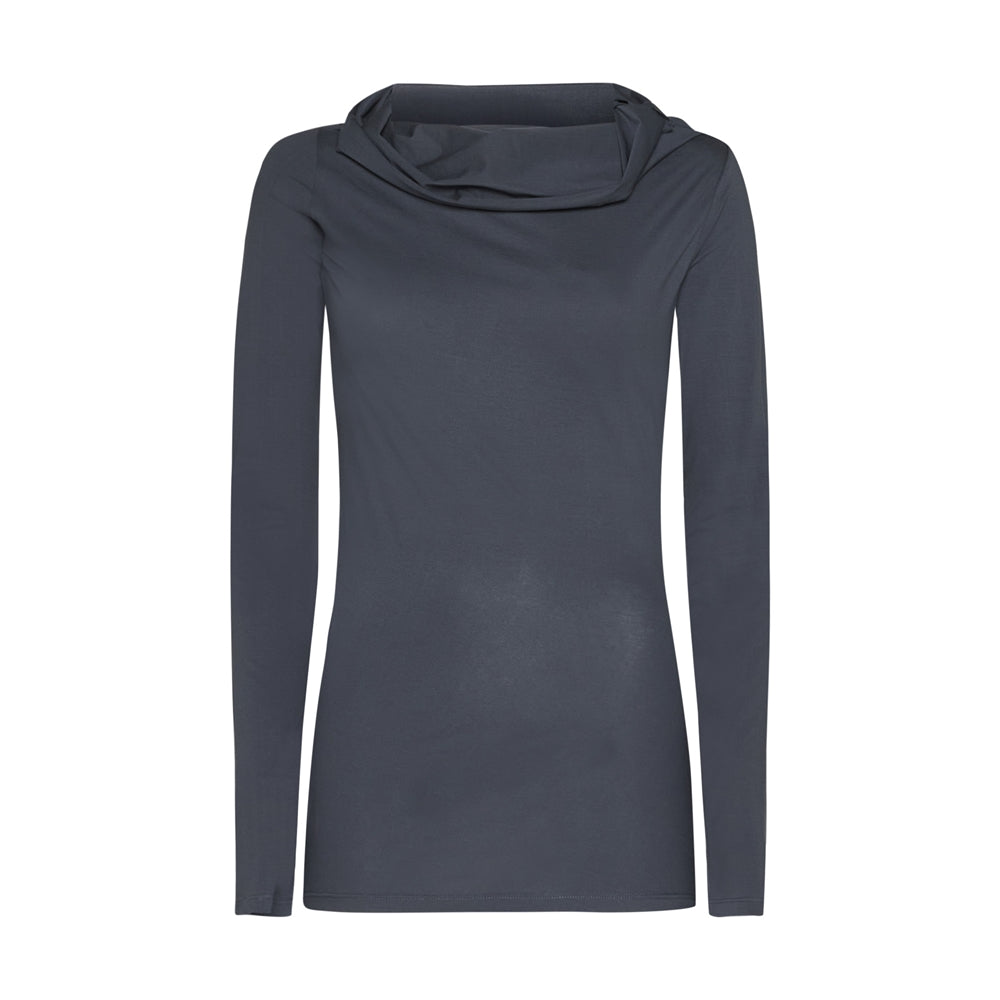 Grey Draped Long-sleeve Top