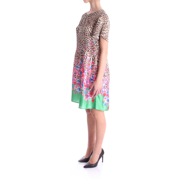 Multicolor Animal-print Plissé Dress