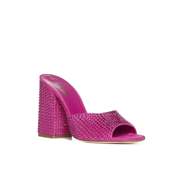 Fuchsia Crystal-embellished 105mm Mules