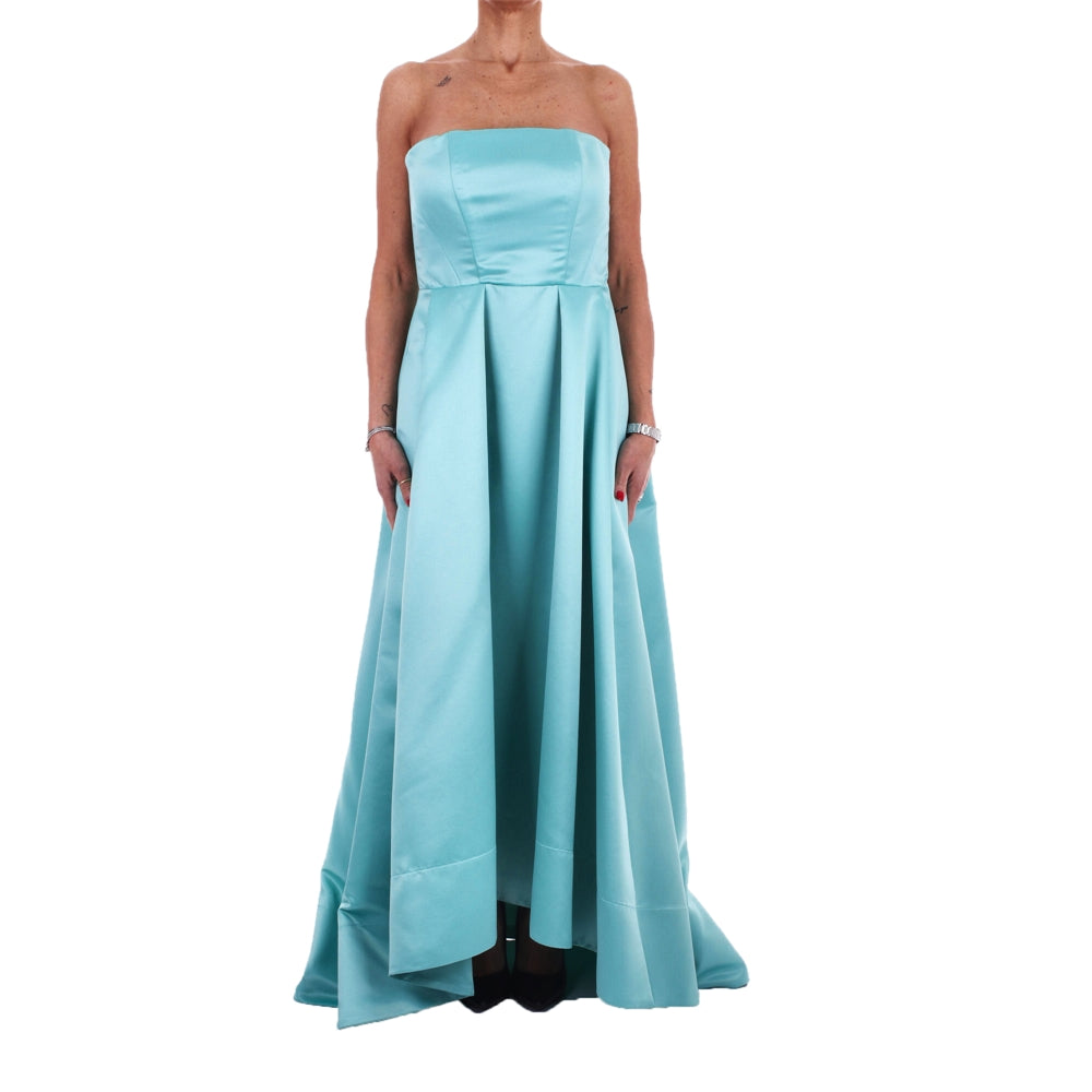 Blue Strapless High-low Gown