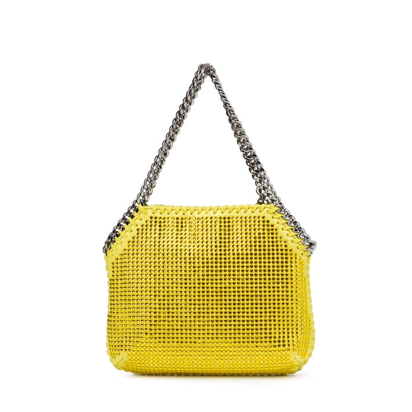 حقيبة يد صفراء مزينة بالكريستال