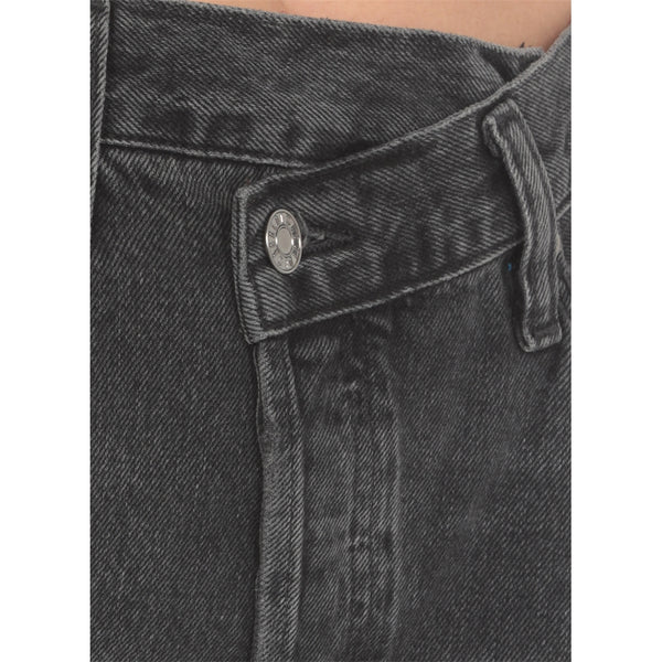 Black Criss Cross Straight-leg Jeans