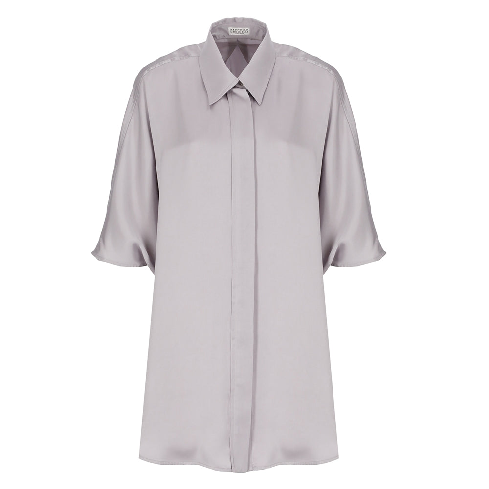 Grey Button-down Satin Shirt