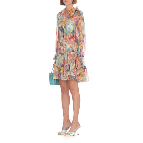 Multicolor High Tide Lantern Mini Dress