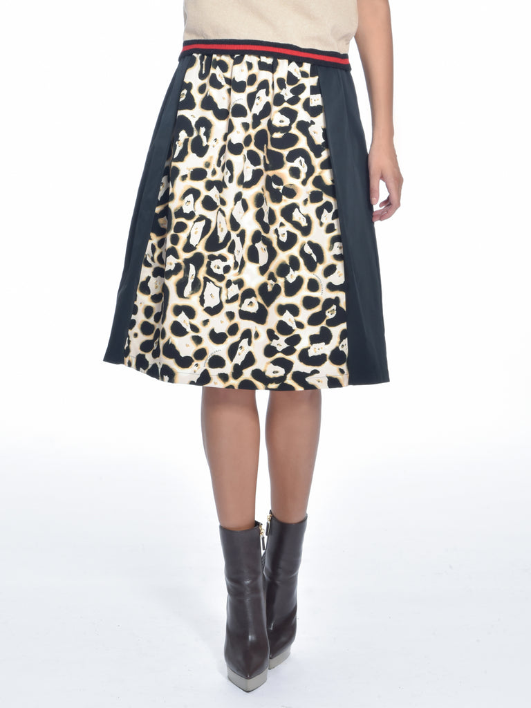 Cheetah Paneled Midi Skirt, ROBERTA SCARPA - elilhaam.com