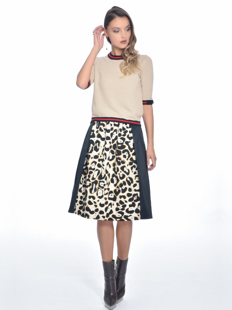 Black and white clearance cheetah midi skirt