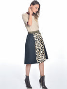 Cheetah Paneled Midi Skirt, ROBERTA SCARPA - elilhaam.com