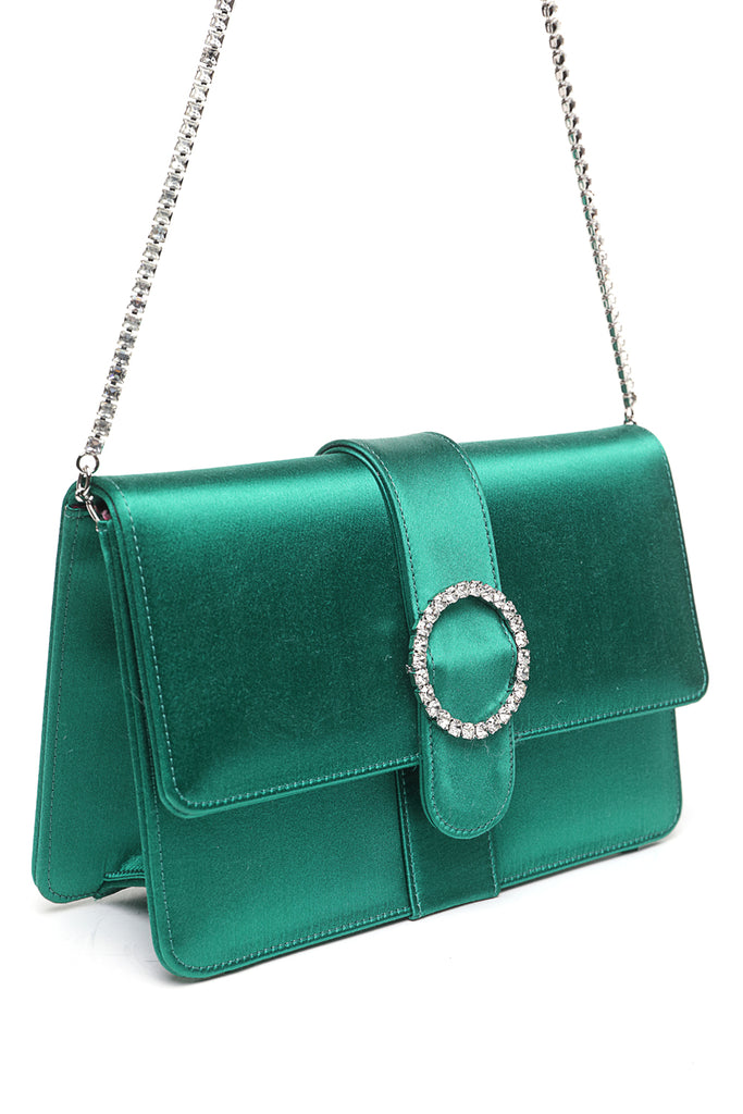 Emerald Satin Clutch