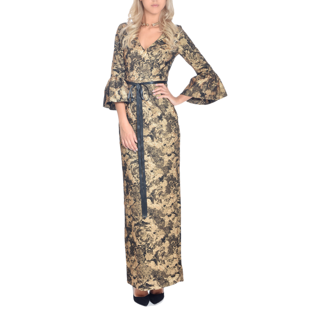 Jacquard Column Gown