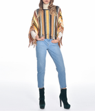 Knitted Poncho Orange/Black, MISSONI - elilhaam.com