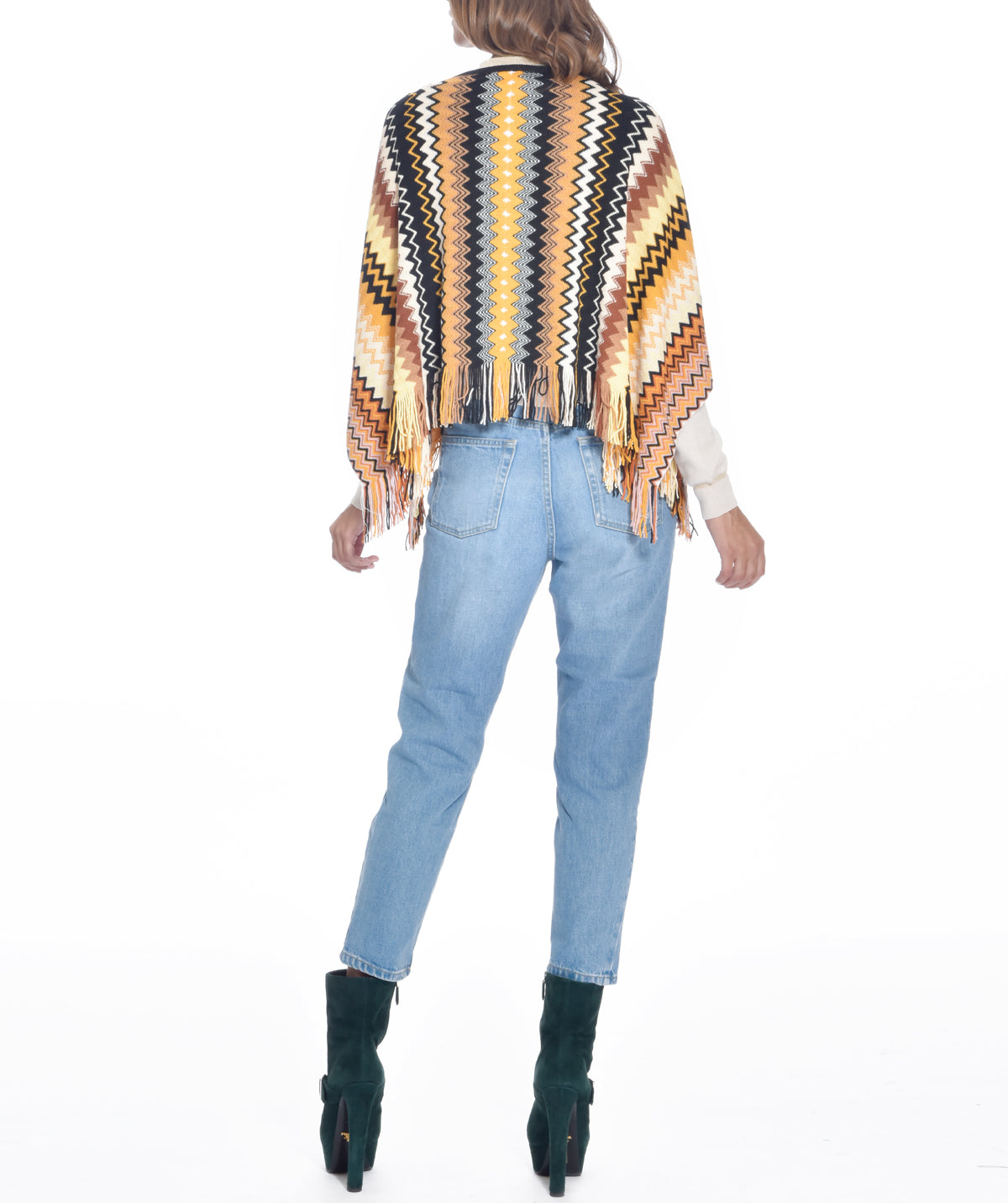 Knitted Poncho Orange/Black, MISSONI - elilhaam.com