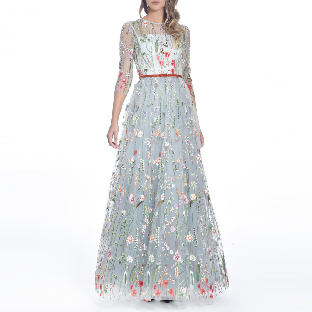 Embroidered Floral Gown, DORIAN HO - elilhaam.com