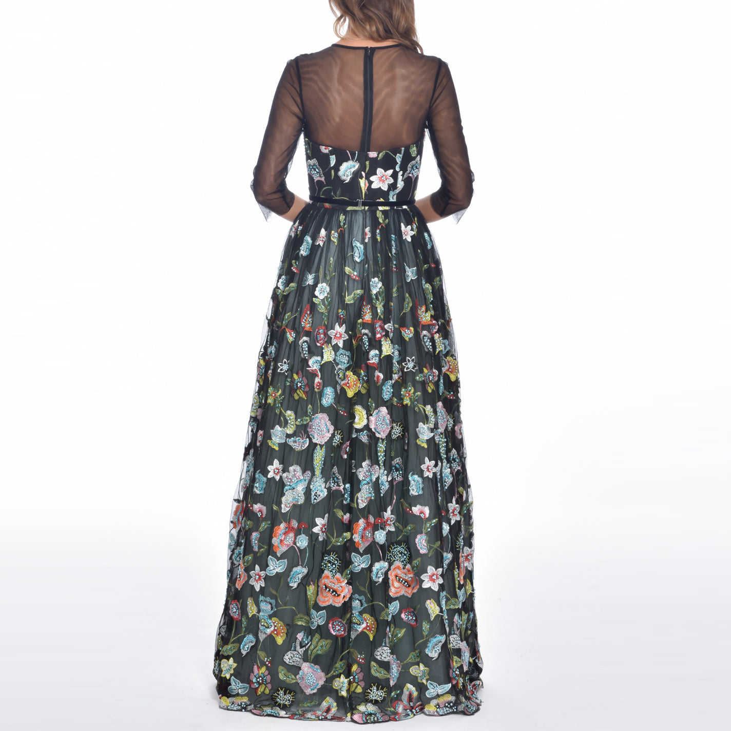 Black Floral Tulle Gown, DORIAN HO - elilhaam.com