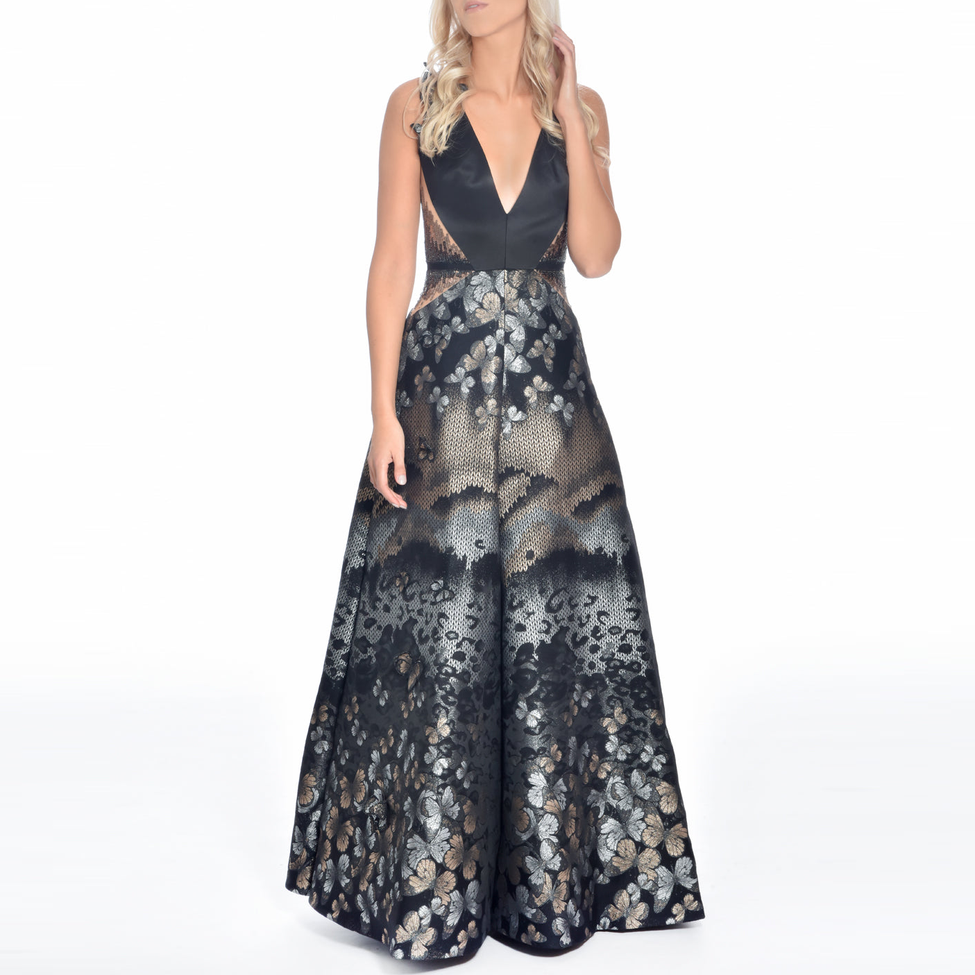 Bronze Butterfly Brocade Gown, DORIAN HO - elilhaam.com