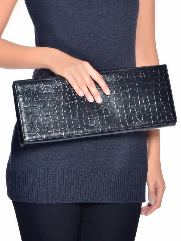 Black Patent Leather Clutch, GUY LAROCHE - elilhaam.com