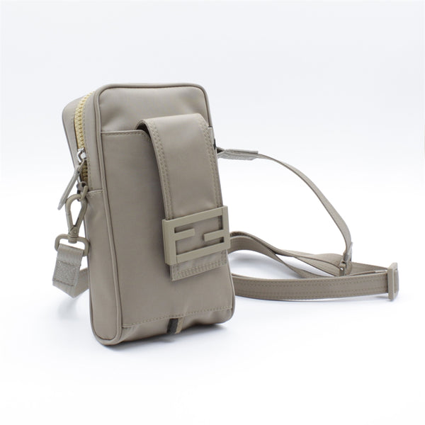 Beige Nylon Mobile Phone Holder Bag