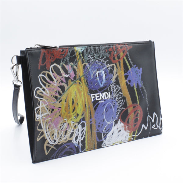 Black Leather Flat Pouch