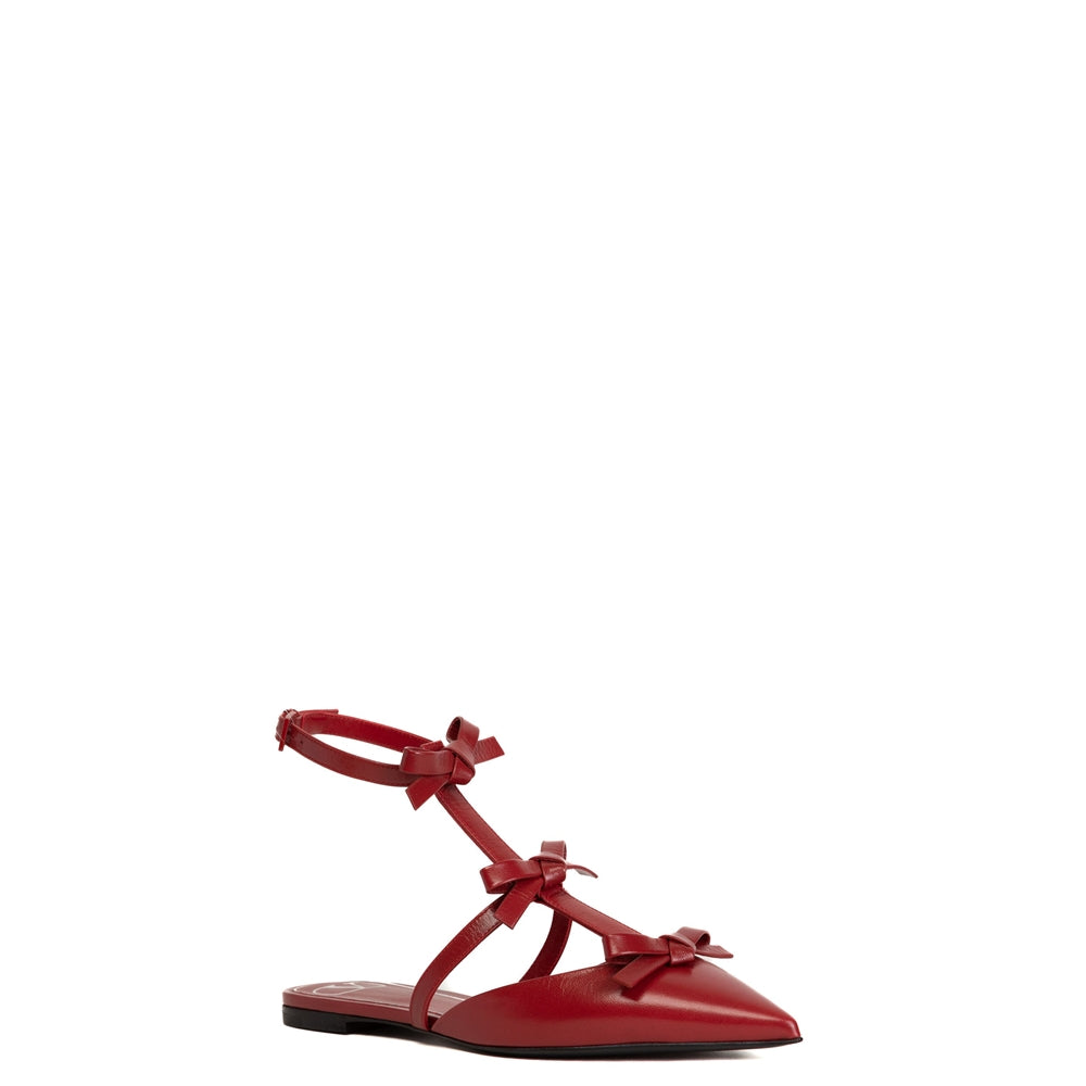Red Bow Strap Flat Ballerinas
