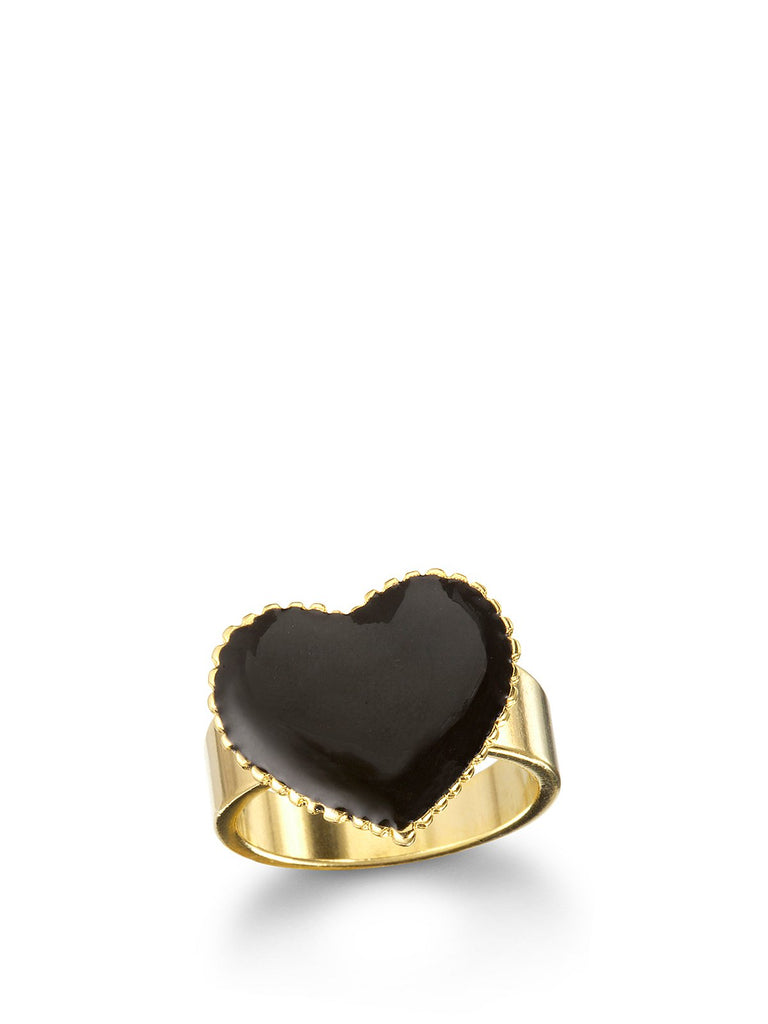 Black Enamel Heart Ring, TULESTE - elilhaam.com