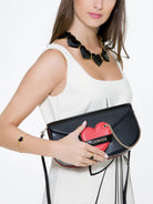 Black Interlocking Heart Necklace, TULESTE - elilhaam.com