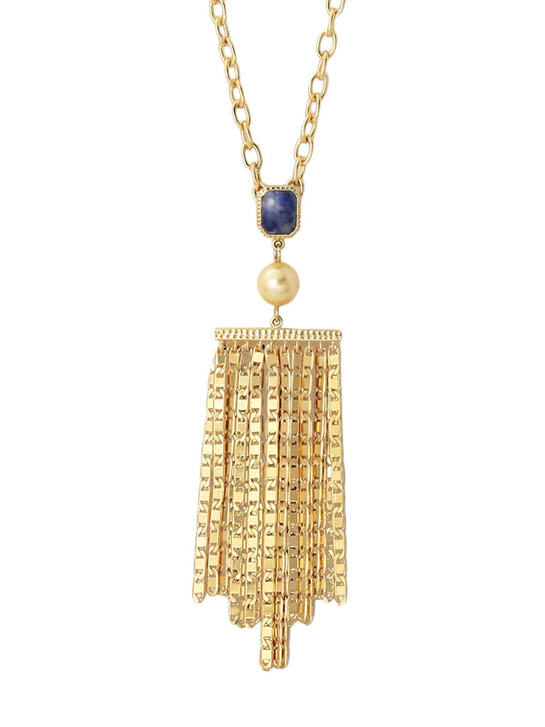 Blue Lapis Goddess Fringe Pendant, ISHARYA - elilhaam.com