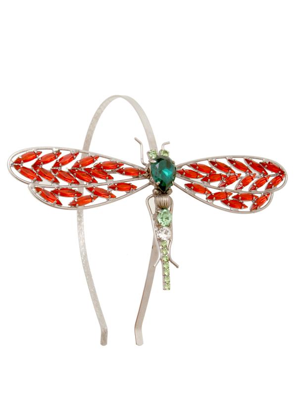 Accessories,Designers - Siam Crystal Dragonfly-motif Headband