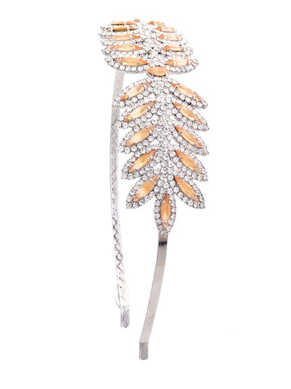 Accessories,Designers - Vivienne Laurel Motif Crystal Headband