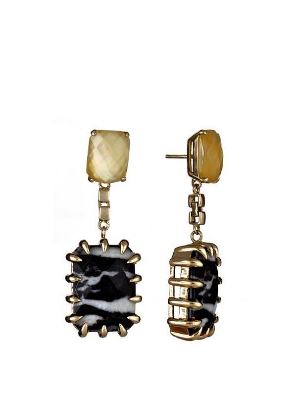 Accessories,Designers - Zebra Jasper Claw Geo Earring