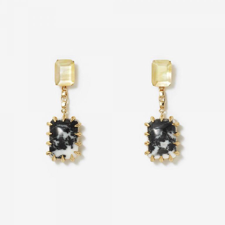 Accessories,Designers - Zebra Jasper Claw Geo Earring