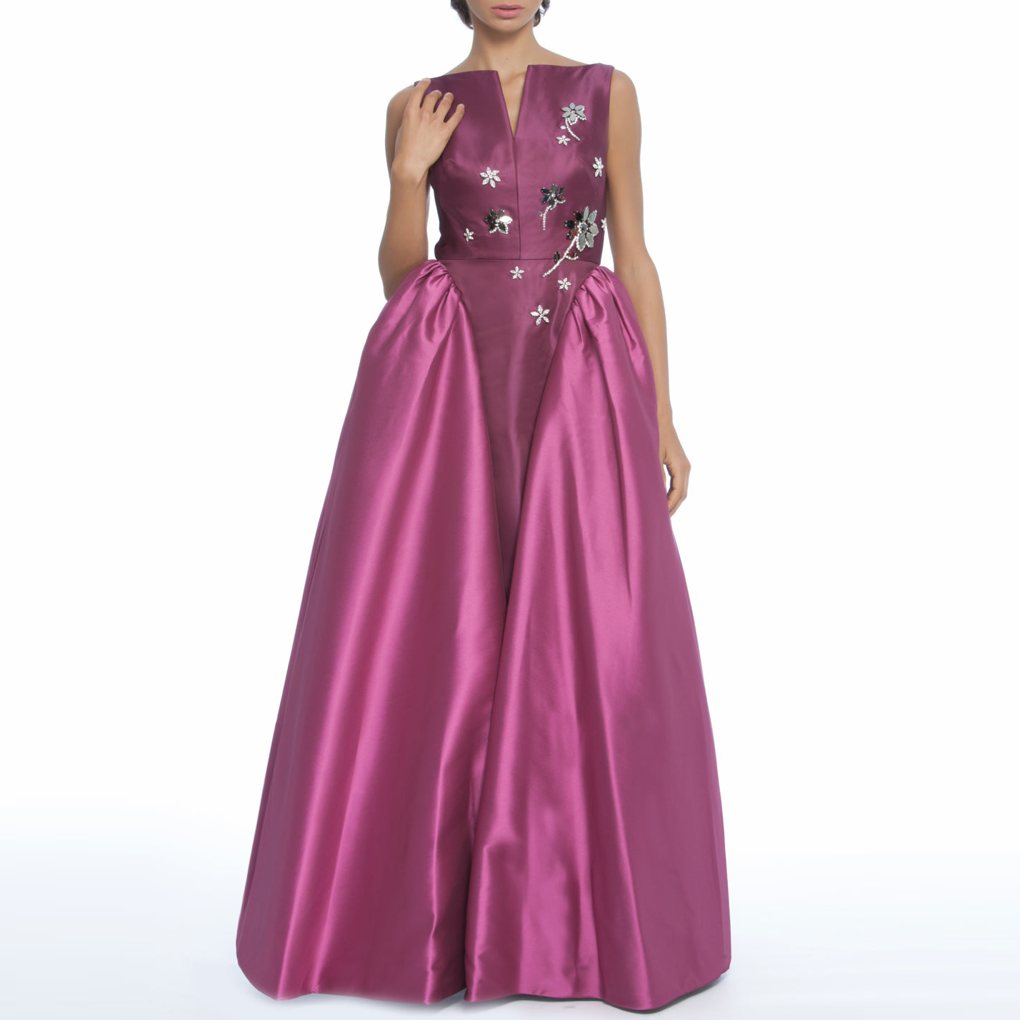 Magenta Sleeveless Taffeta Gown, DORIAN HO - elilhaam.com