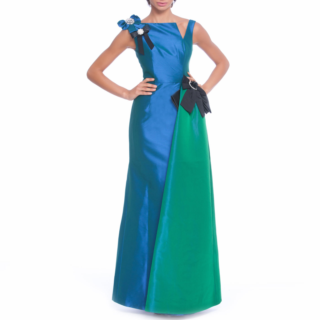 Empire Jade Taffeta Gown, DORIAN HO - elilhaam.com