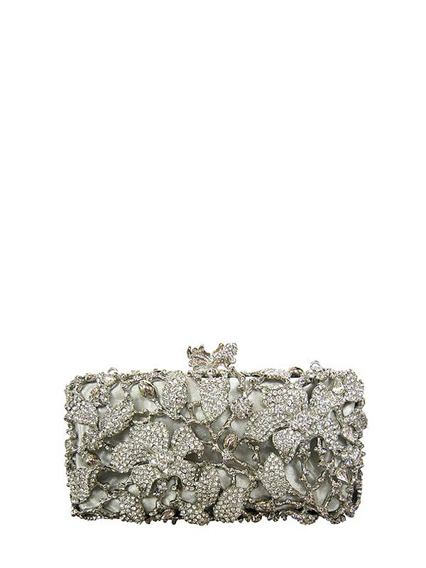 Bags,Designers - Geranium Silver Clutch