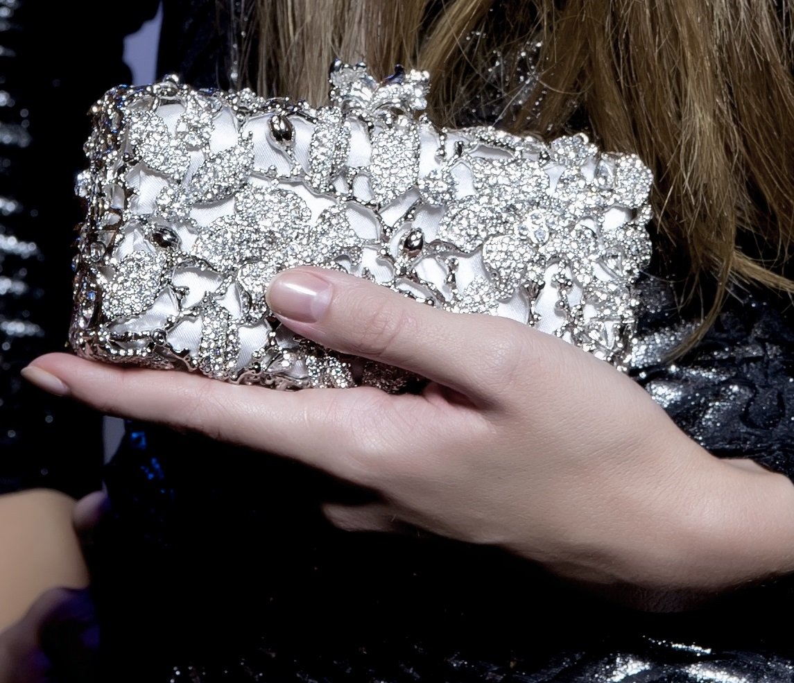 Bags,Designers - Geranium Silver Clutch