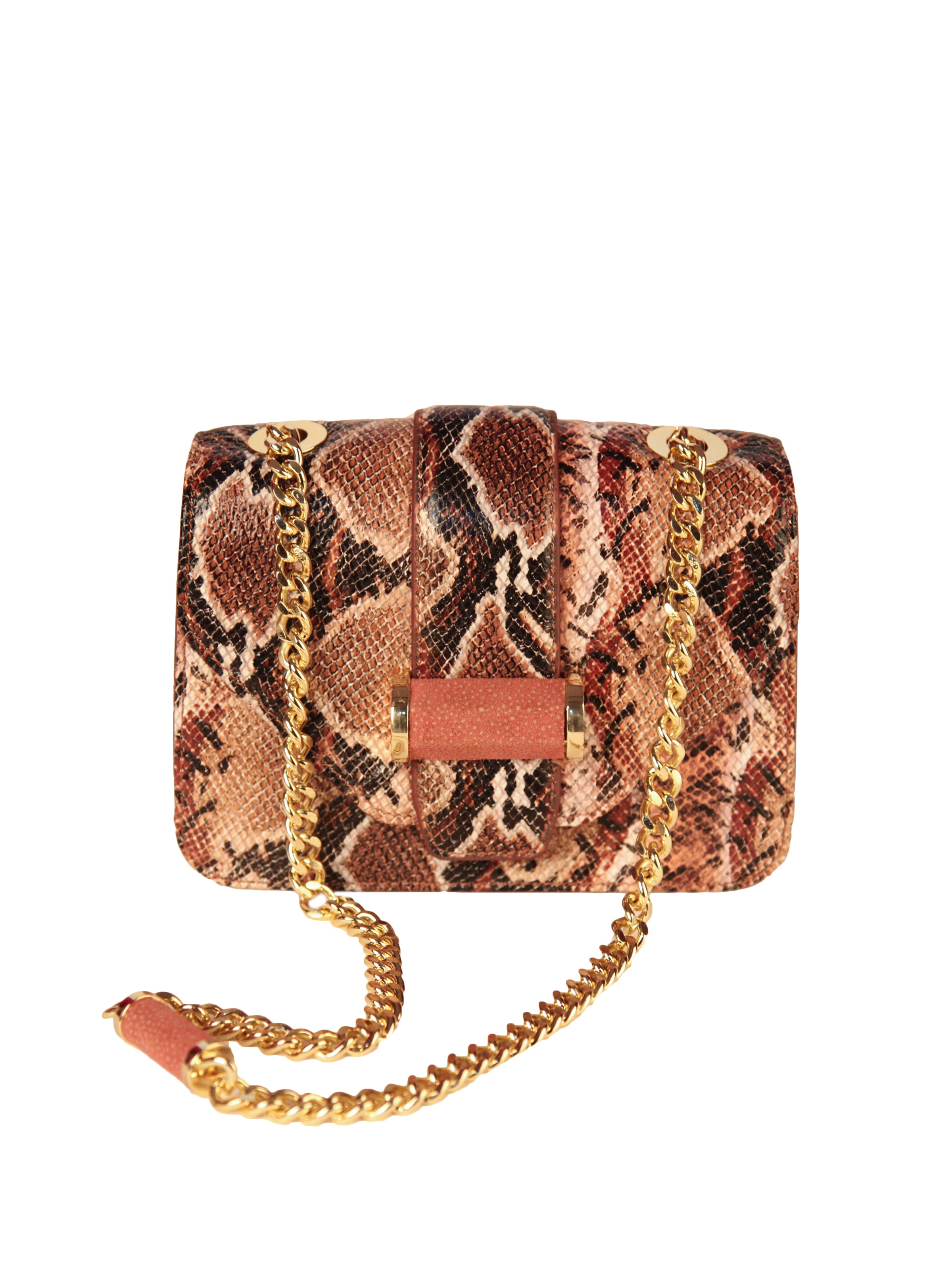 Snake-Embossed Classic Shoulder Bag, IVANKA - elilhaam.com