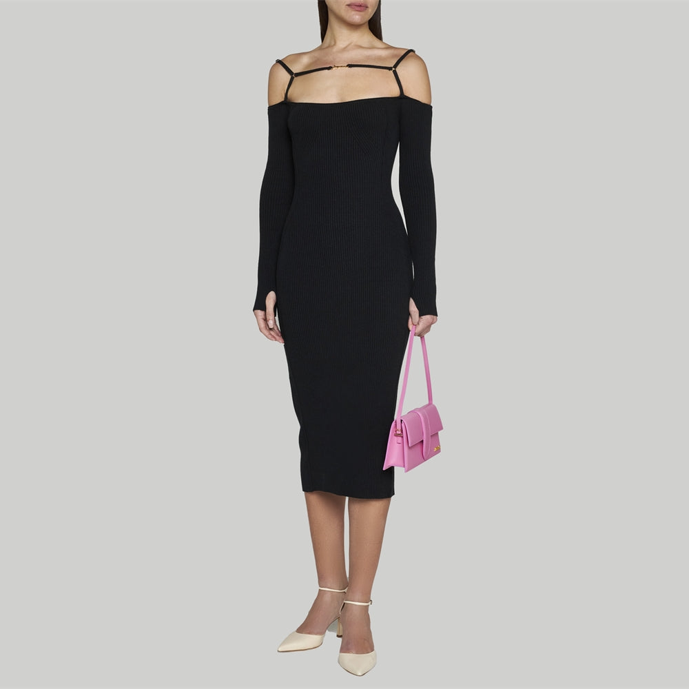 Black Sierra Ribbed-knit Dress