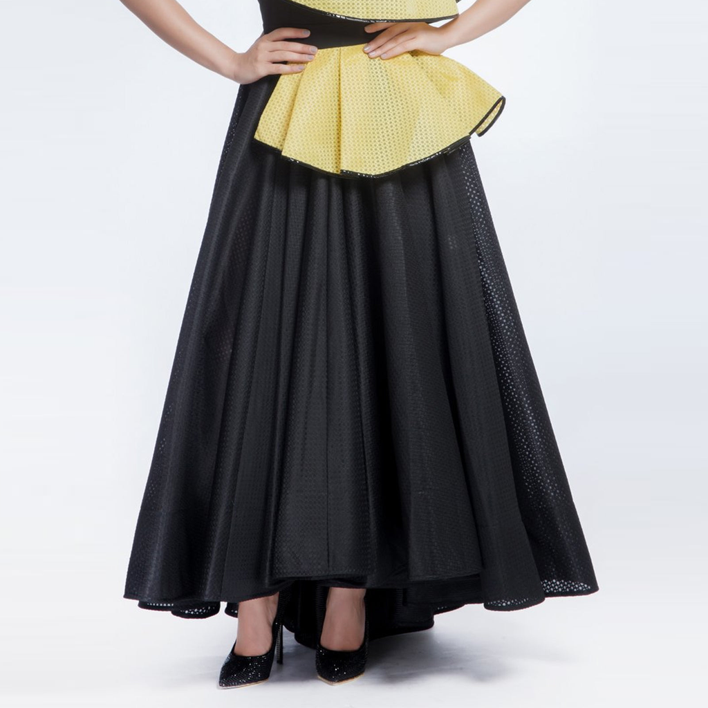 Black Pleated Long Skirt, AVARO FIGLIO - elilhaam.com