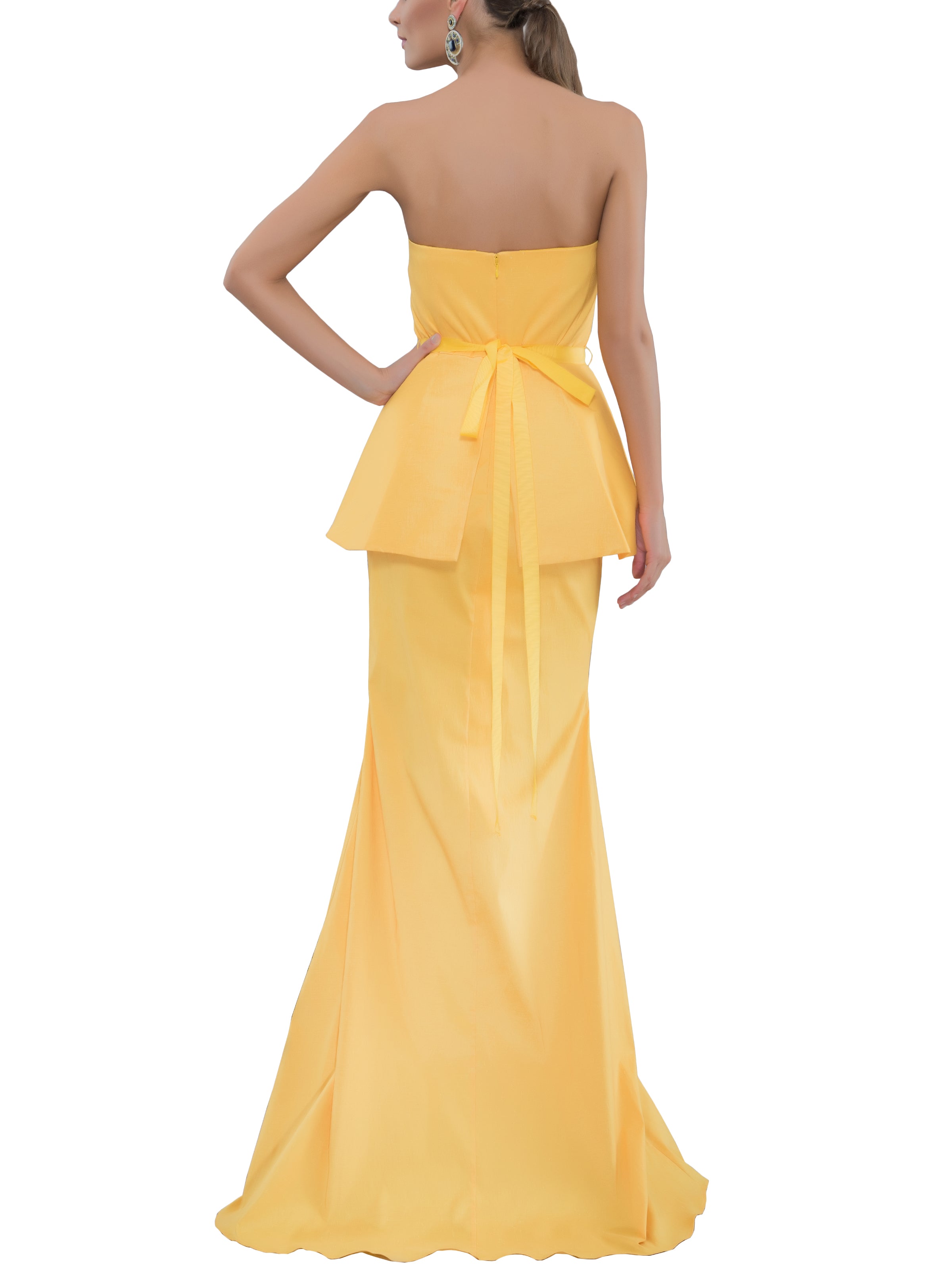 Strapless Peplum Evening Gown, , BADGLEY MISCHKA - elilhaam.com