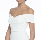 White Off Shoulder Sleeve Gown, Clothes,Designers,Wedding Season Dresses, BADGLEY MISCHKA - elilhaam.com
